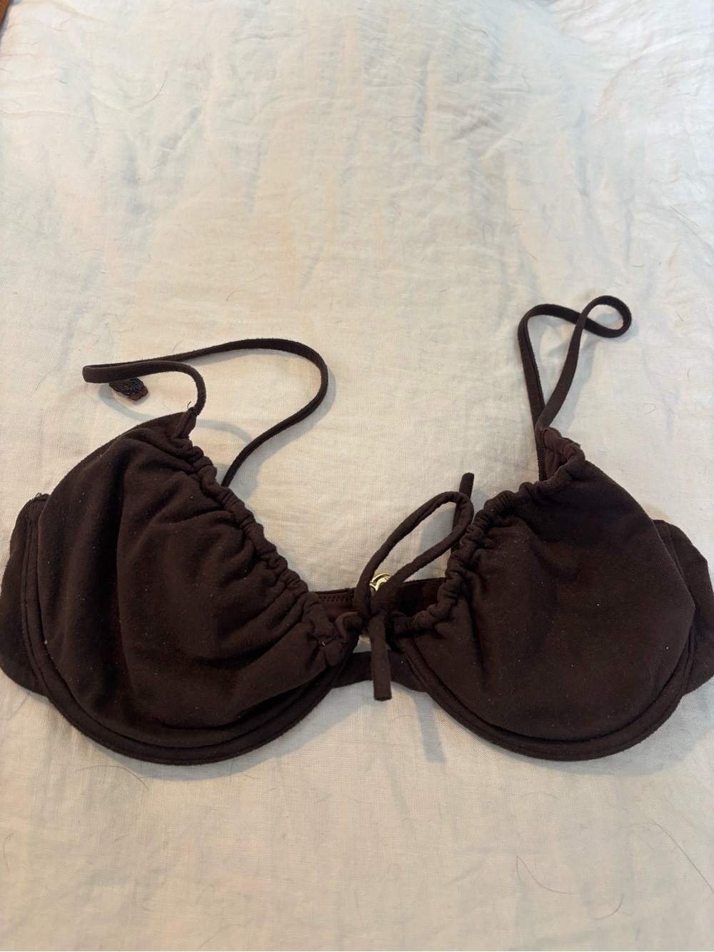 Montce Brown Ruched Underwire Bikini Top